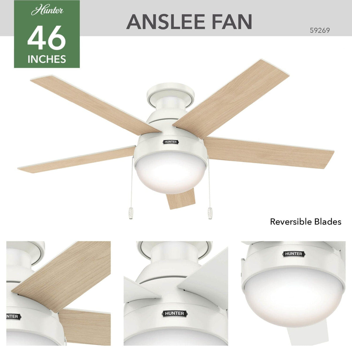 Anslee Low Profile with LED Light 46 inch