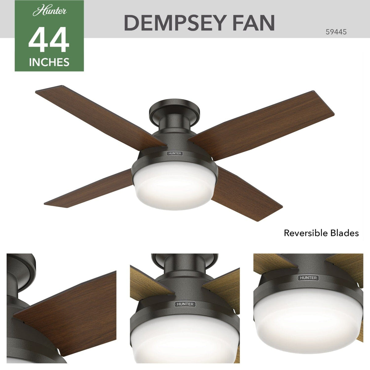 Dempsey Low Profile with Light 44 inch