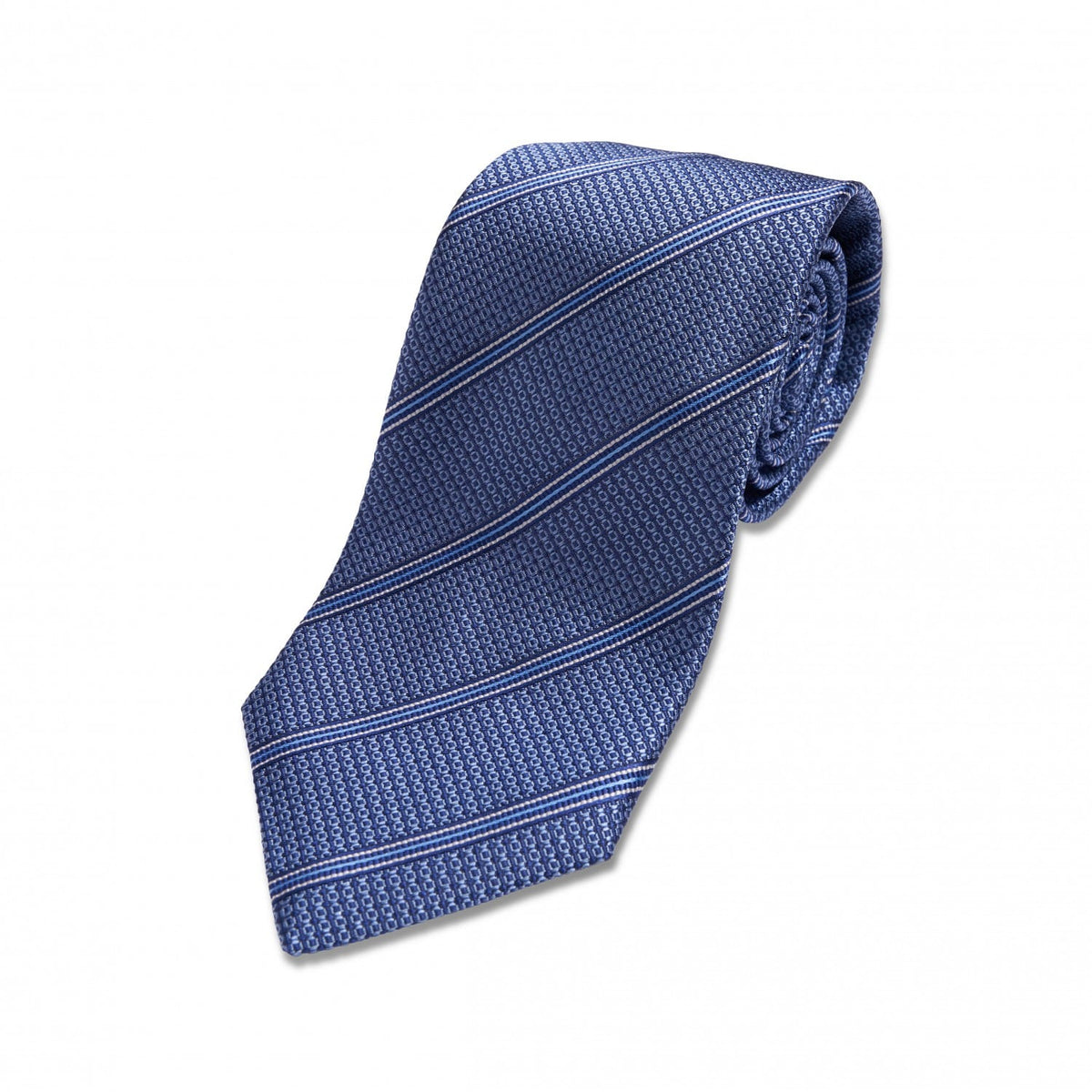 Classic Blue Stripe Silk Necktie - custom suits nyc bespoke tailor midtown, noho