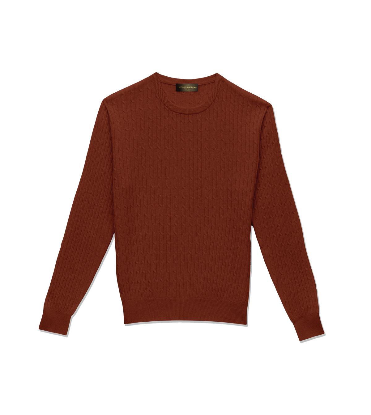 Michael Andrews Merino Wool Cableknit Sweater in Auburn - custom suits nyc bespoke tailor midtown, noho