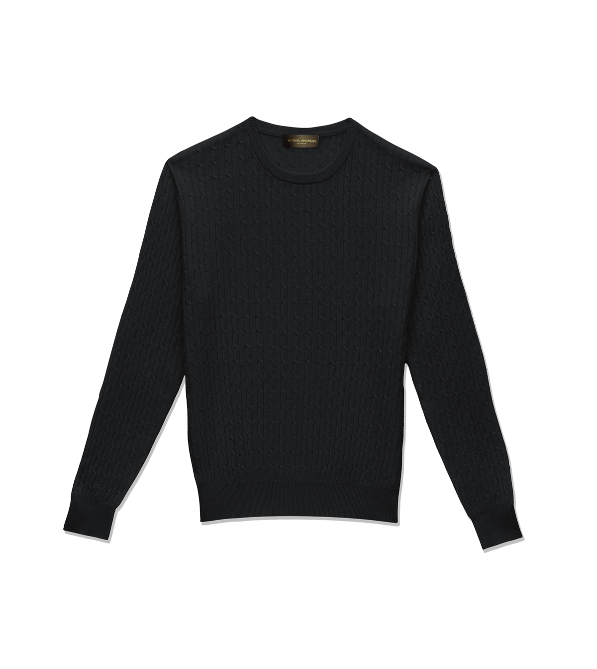 Charcoal Cable Knit Crew Neck Sweater - custom suits nyc bespoke tailor midtown, noho