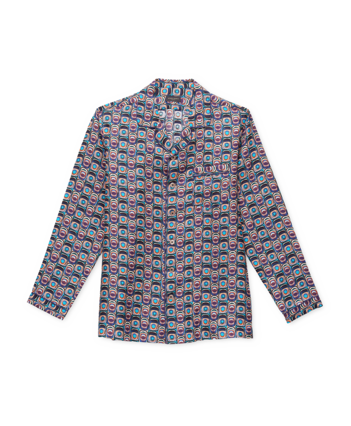 Multi-Color Geometric Silk Pajama Shirt - custom suits nyc bespoke tailor midtown, noho
