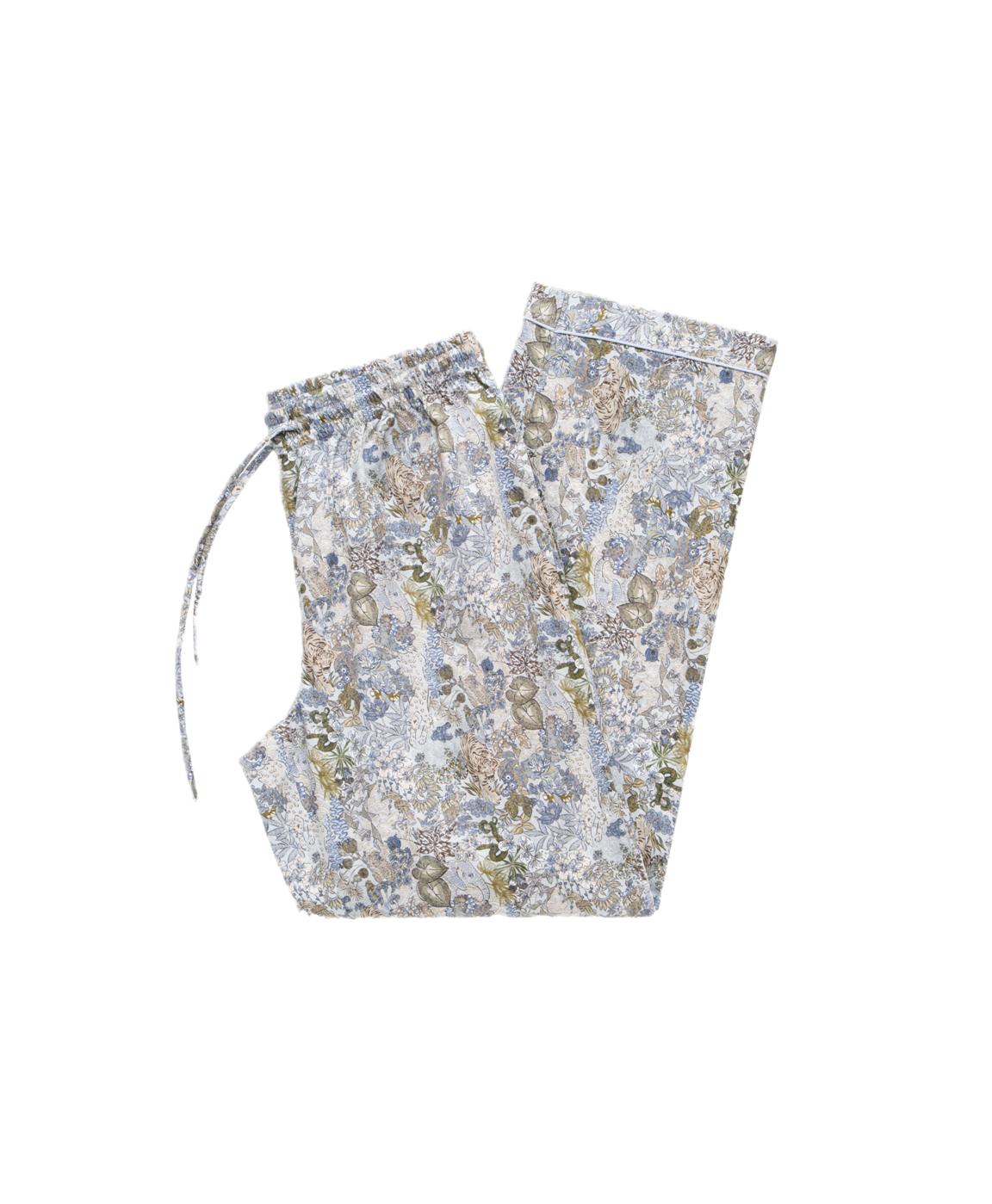 Light Blue Jungle Print Cotton Pajama Pants - custom suits nyc bespoke tailor midtown, noho