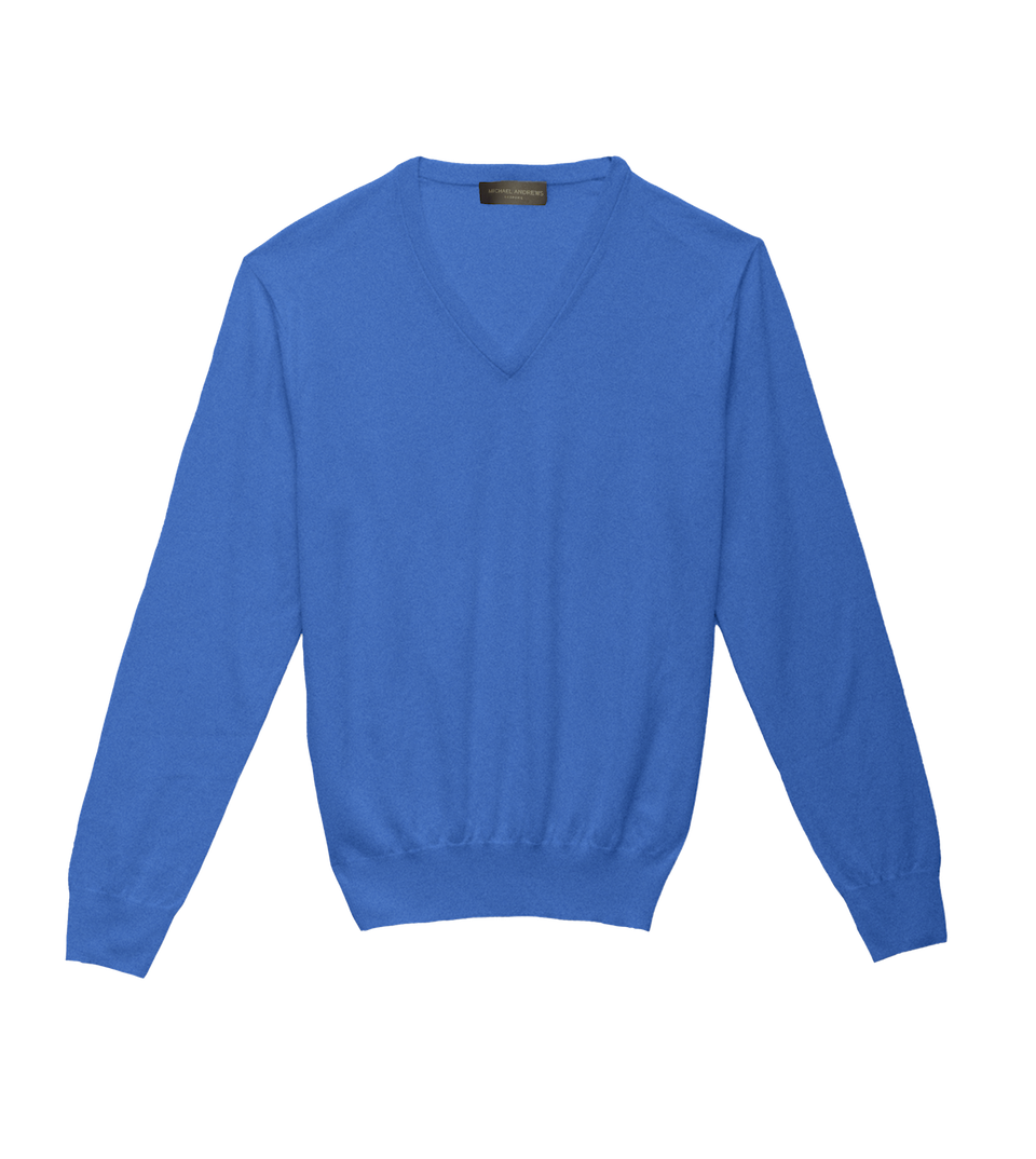 Michael Andrews-Merino Wool V-Neck in Celeste Blue - custom suits nyc bespoke tailor midtown, noho