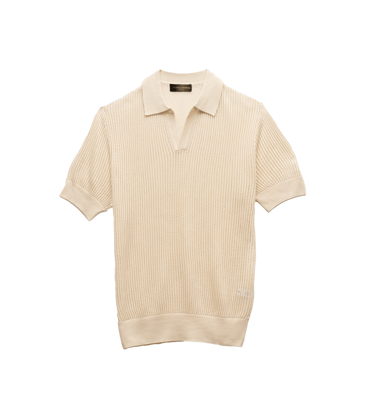 Michael-Andrews-Open-Mesh-Knit-Polo-Ivory - custom suits nyc bespoke tailor midtown, noho