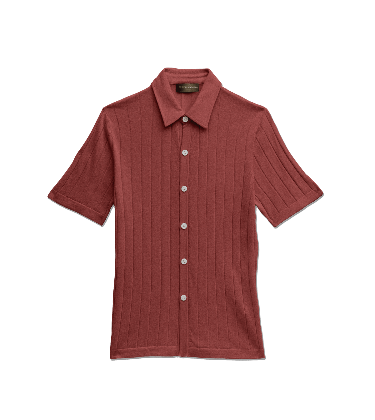 Michael Andrews Bespoke Custom Ribbed Silk-Cashmere Button Up Polo in Conch - custom suits nyc bespoke tailor midtown, noho