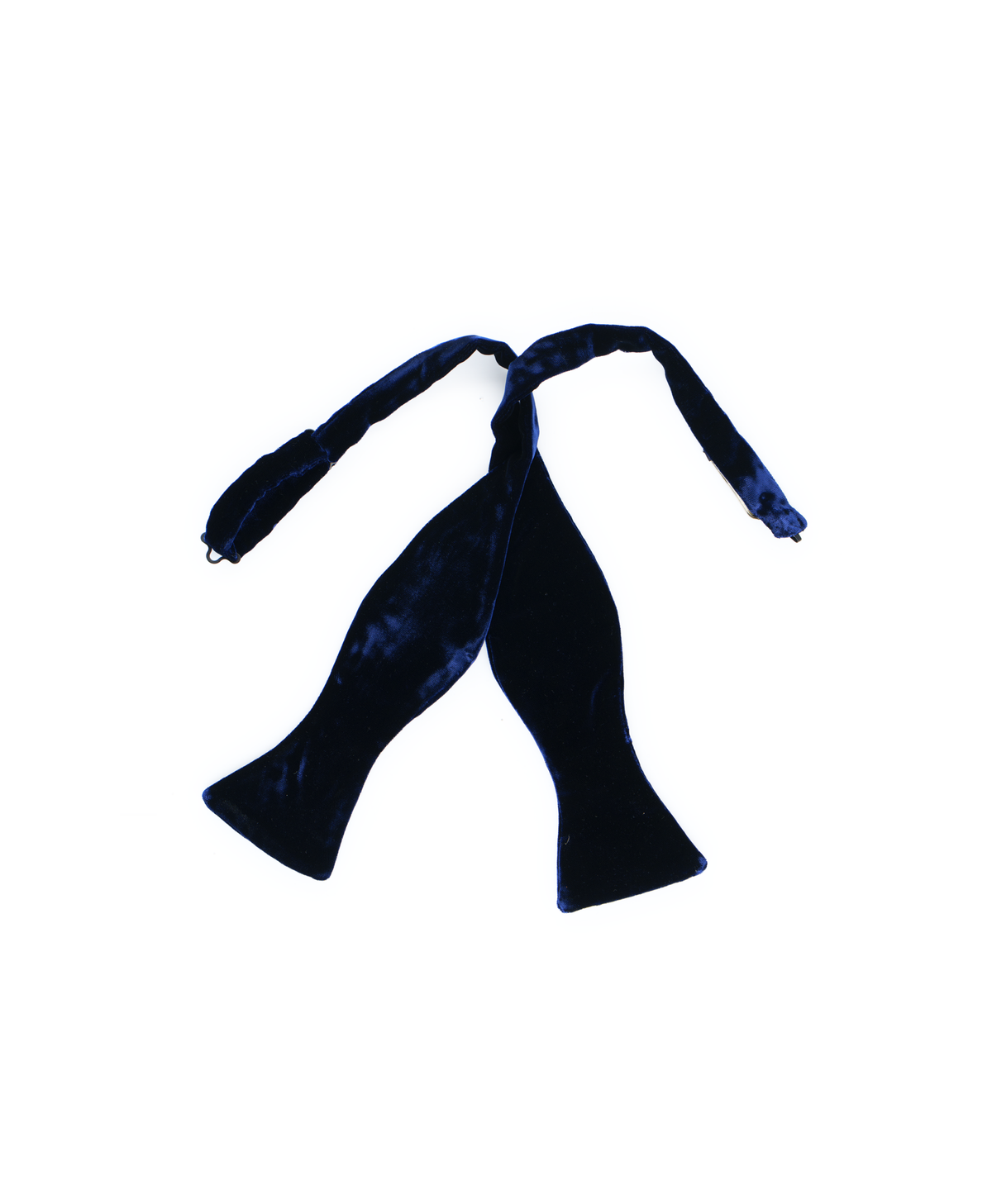 Navy Blue Velvet Butterfly "Tie-Once" Hand-Tie Bowtie (2 3/4") - custom suits nyc bespoke tailor midtown, noho