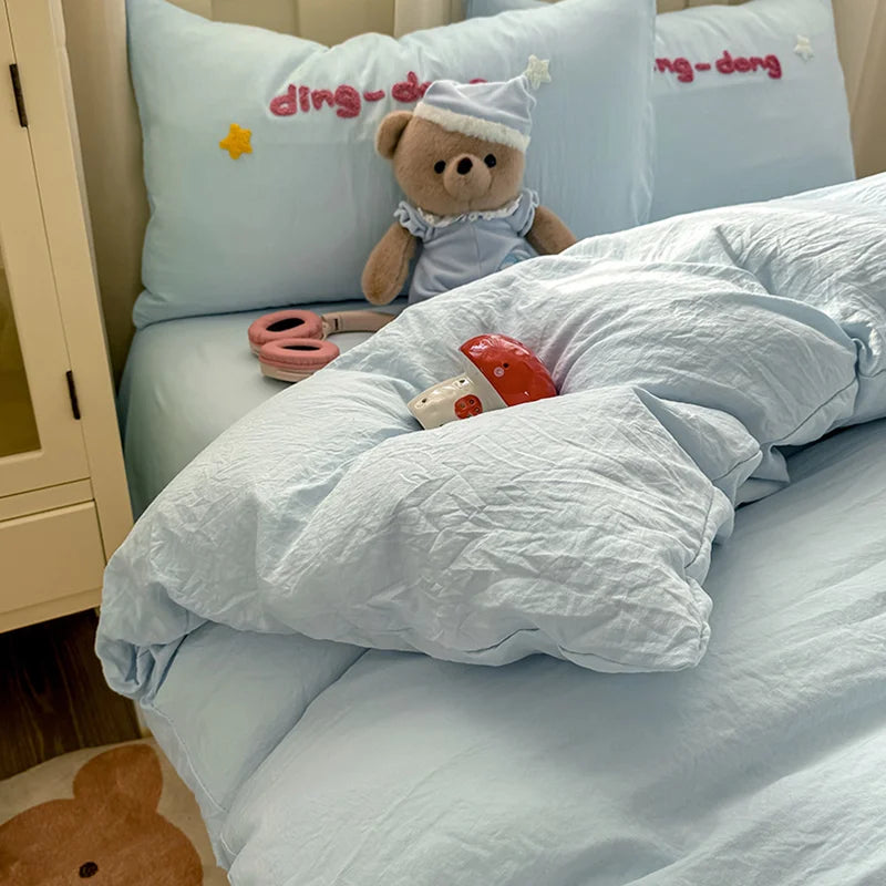 Afralia™ Cartoon Embroidery Bed Sets - Super Soft & Cute Bedding Set for Kids & Adults