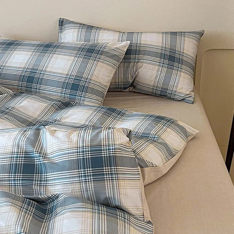 Afralia™ Geometric Pattern Cotton Fitted Sheet Set, King/Queen Bed Comfort Bedding
