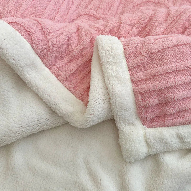 Afralia™ Double Layered Flannel Arch Jacquard Plush Blanket - Warm & Cozy Coral Fleece Quilt