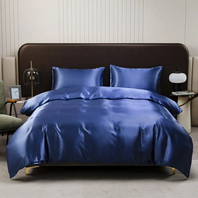 Afralia™ Ice Rayon Duvet Cover and Pillowcase Set: Smooth Comfort in Single & Double Sizes
