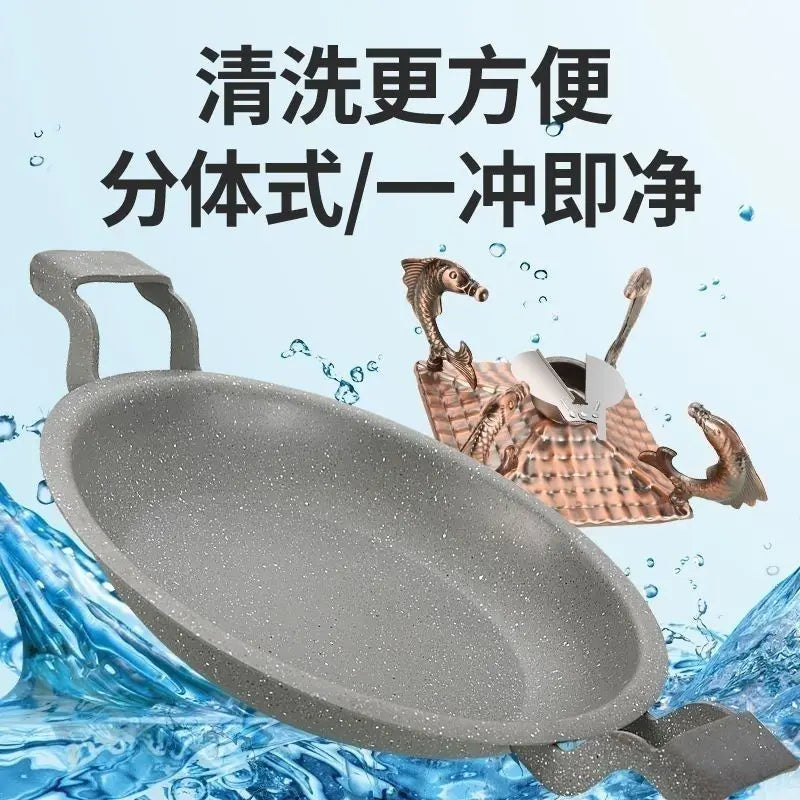 Afralia™ Seafood & Meat Hot Pot Set with Solid Alcohol Stove