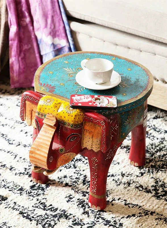 Afralia™ Elephant Stool: Handmade Thai Style Solid Wood Low Stool Ethnic Gift Home Decor