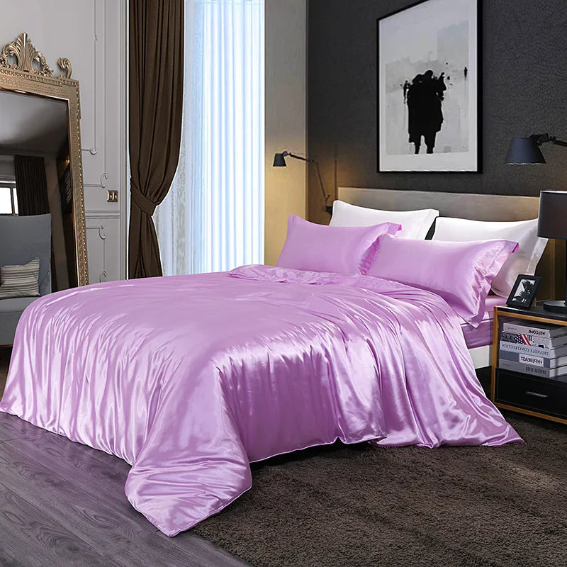 Afralia™ Silk Summer Bedding Set: Double-Sided Cooling Comforter & Soft Satin Sheet - Single/Double