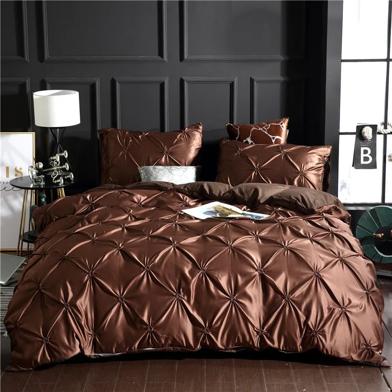 Afralia™ Chiffon Flower Design Duvet Cover Set with Pillow Cases - Soft Polyester Bedding