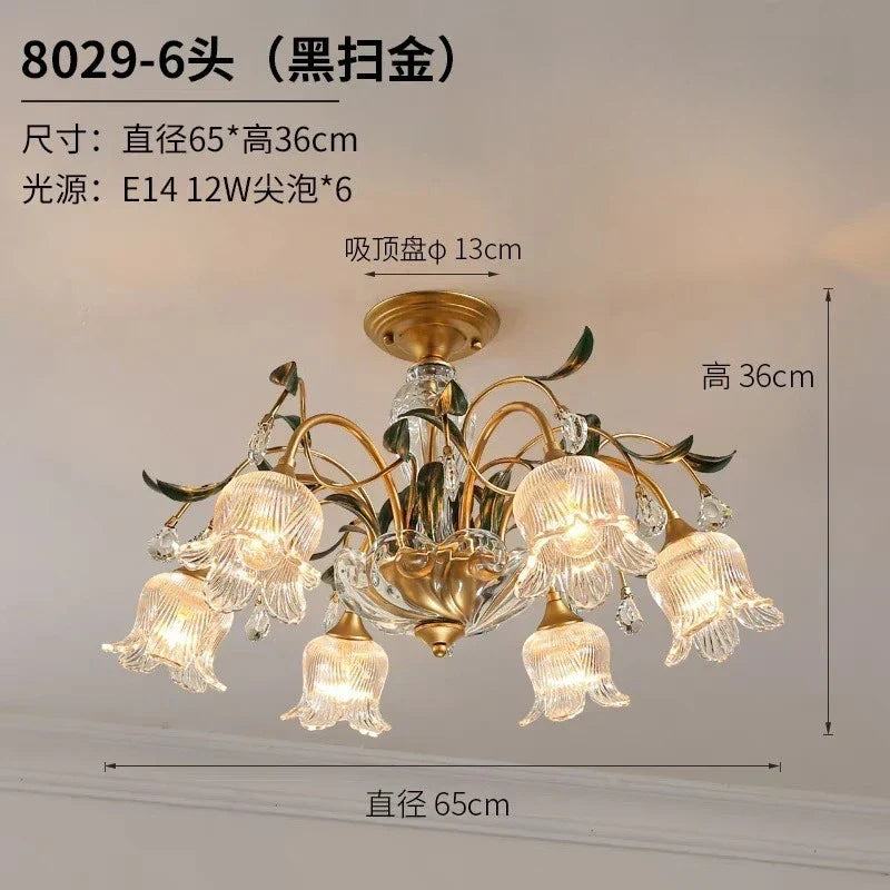 Afralia™ Glass Flower Chandelier: Elegant Retro High-End Lobby Main Light for Home, Restaurant