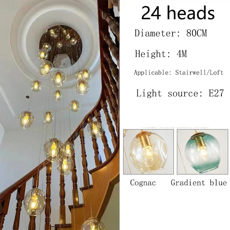 Afralia™ Glass Ball Spiral Chandelier for Modern Luxury Living Room