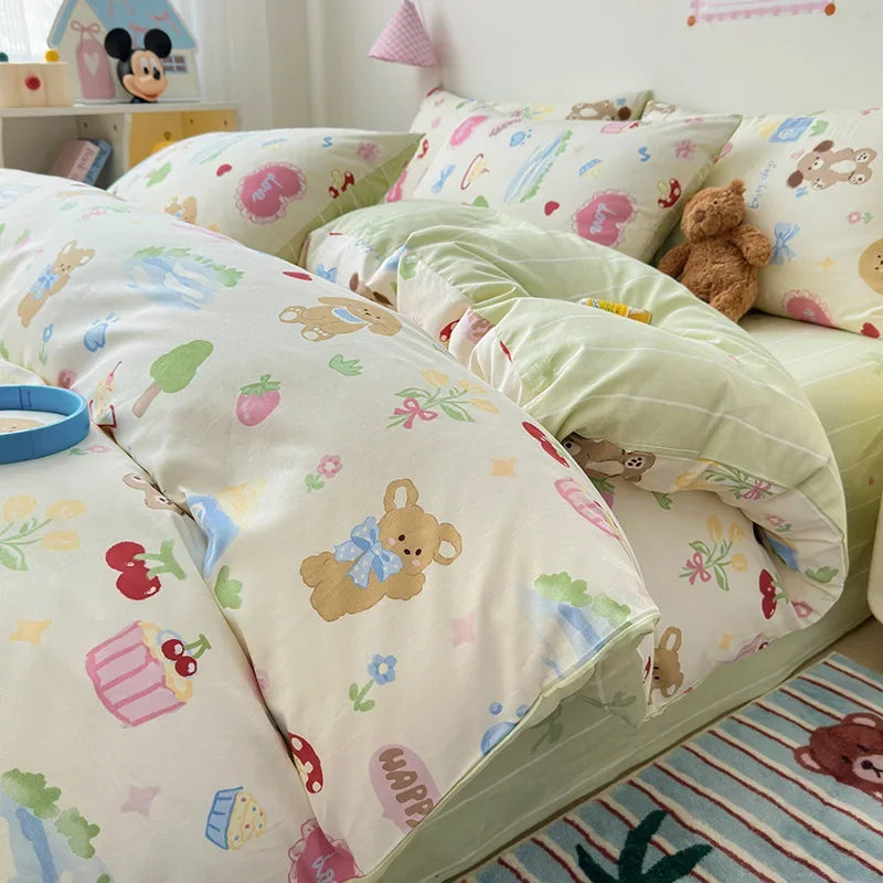 Afralia™ Spring Cotton Printed Duvet Set: Soft, Breathable, Cute Design, Various Sizes