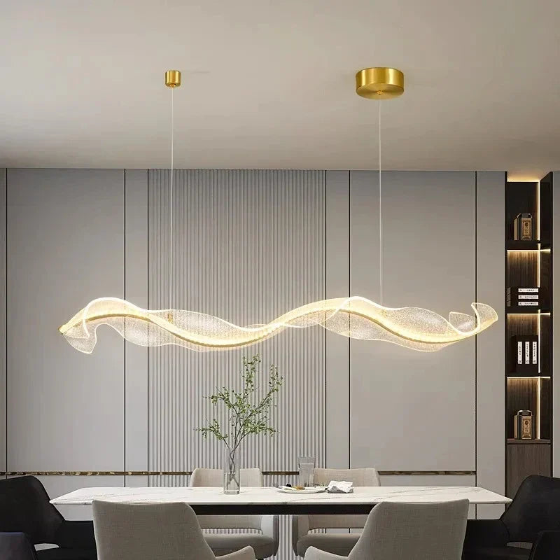 Afralia™ Wave LED Hanging Pendant Light for Home Interior Decor