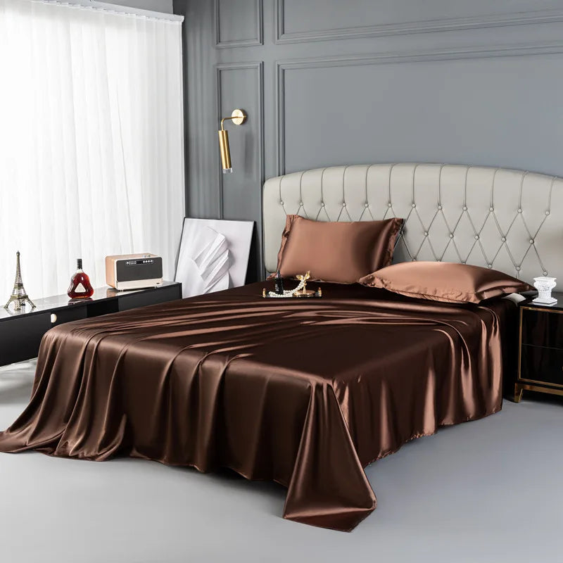 Afralia™ Mulberry Silk King Size Sheet Set - Luxury Soft Bed Cover in Solid Color