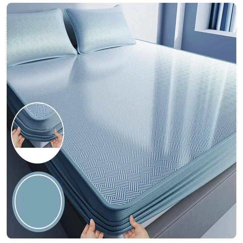 Afralia™ Silky Cool Feeling Full Fitted Sheet Set | Solid Color Bed Cover