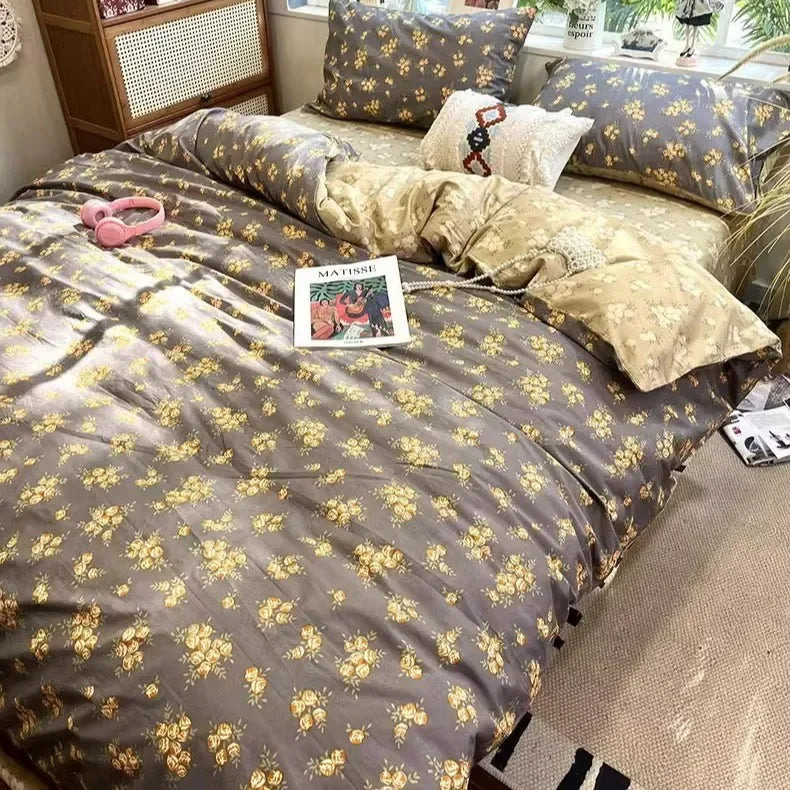 Afralia™ Boho Pattern Printed Cotton Bedding Set for Queen King Bed Linens