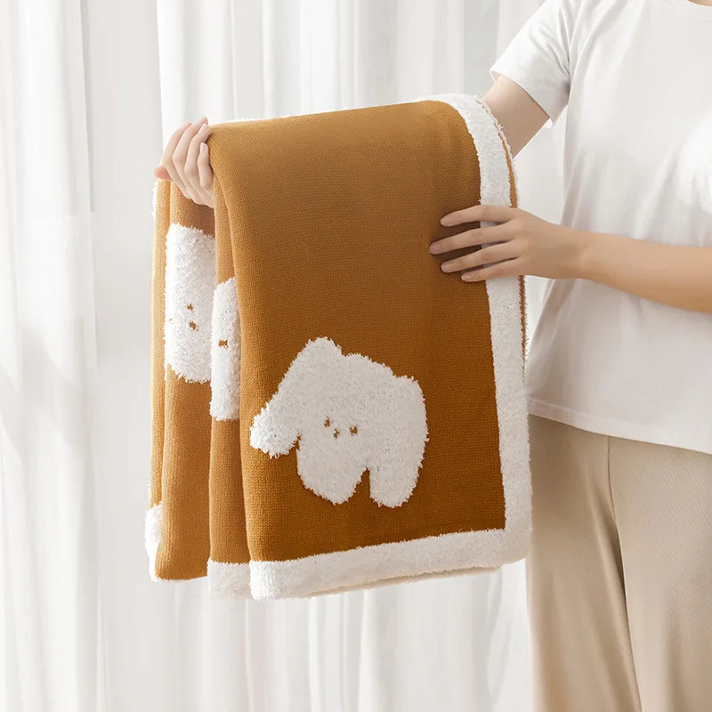 Afralia™ Cozy Flannel Blanket for Home Office - Double-Sided Knitted Sofa Cover & Quilt