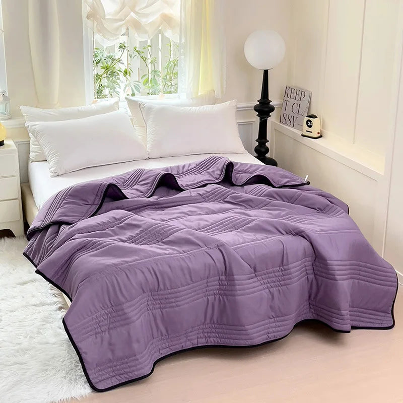 Afralia™ Summer Cool Thin Quilt: Single Double Bed Sofa, Solid Color Air Conditioning Blanket