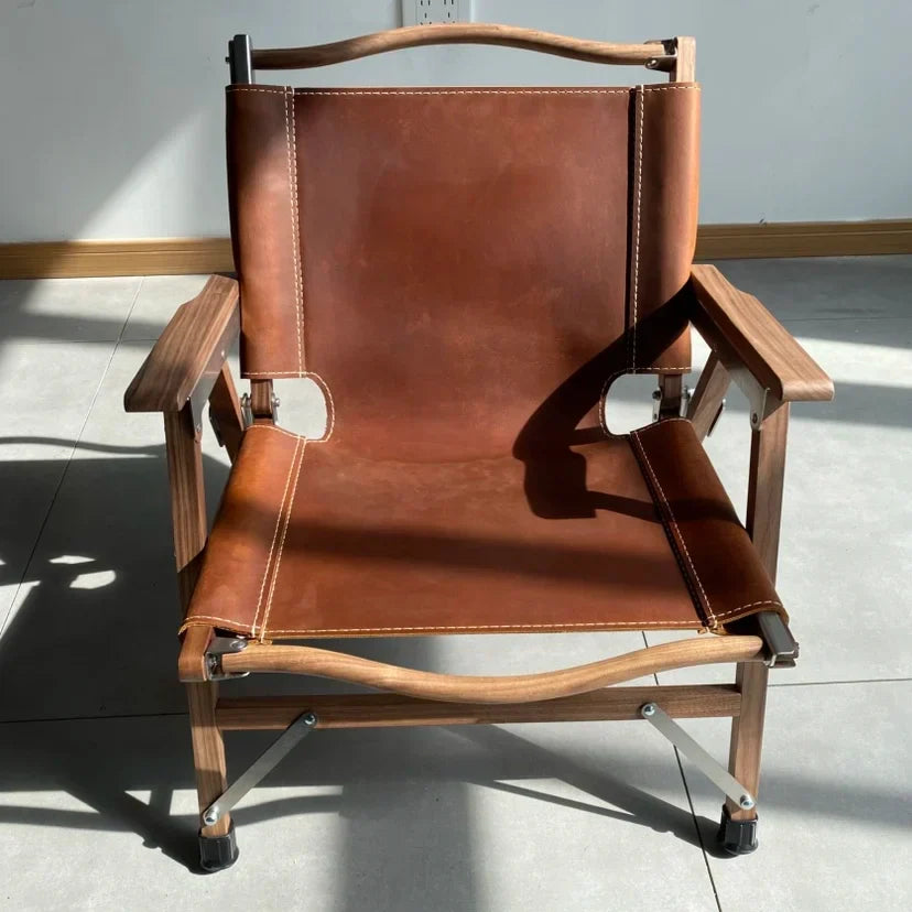 Afralia™ Portable Folding Backrest Chair with Faux Wood Armrests