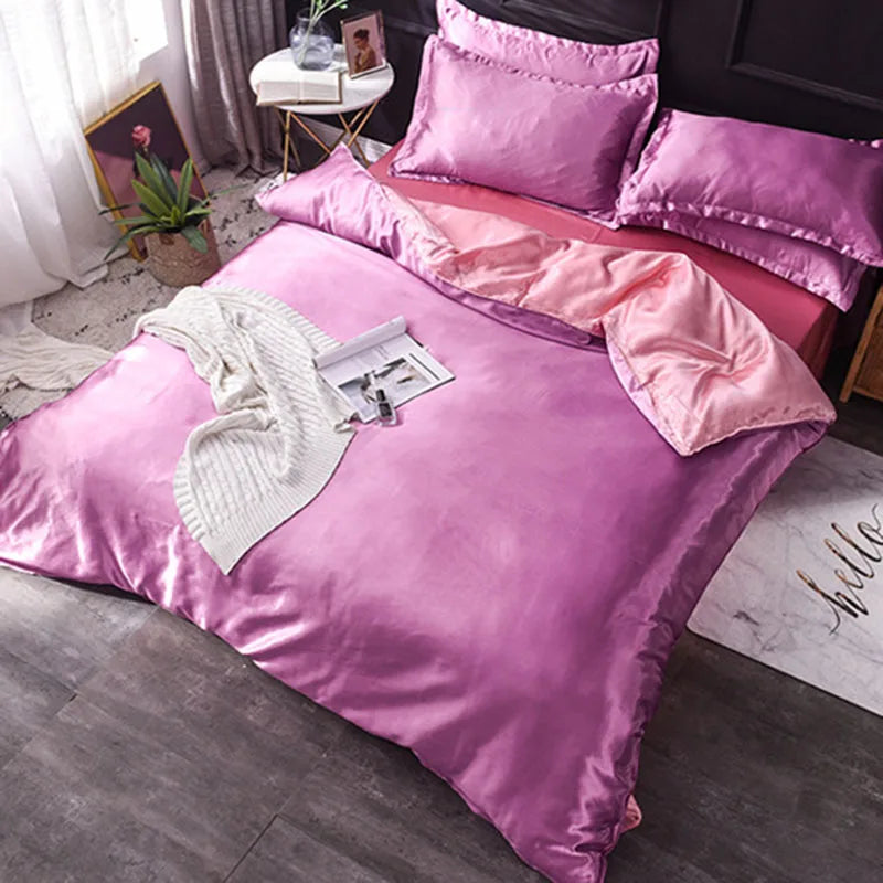Afralia™ Ice Rayon Satin Bedding Set: Cooling, Soft, Summer Comfort for Twin-Double Bed
