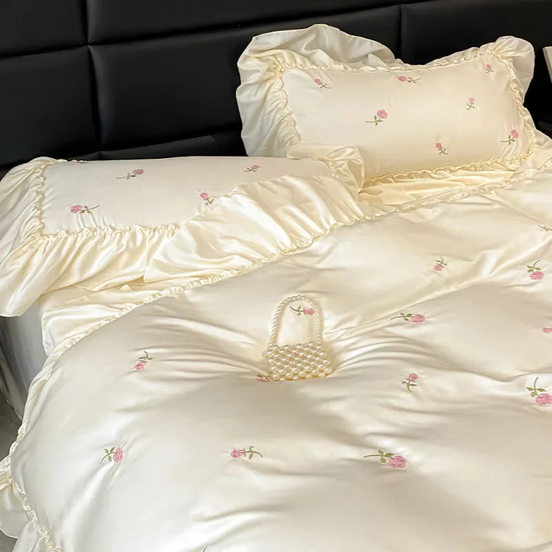 Afralia™ Lace Embroidered Cooling Comforter Cover Set - Silky Cozy Bedding Sets