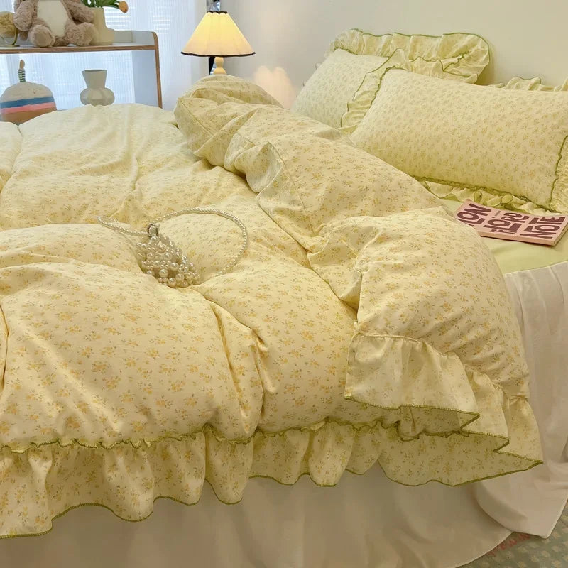 Afralia™ Floral Bed Skirt Set in Skin-Friendly Cotton for Comfy Sleep Quality
