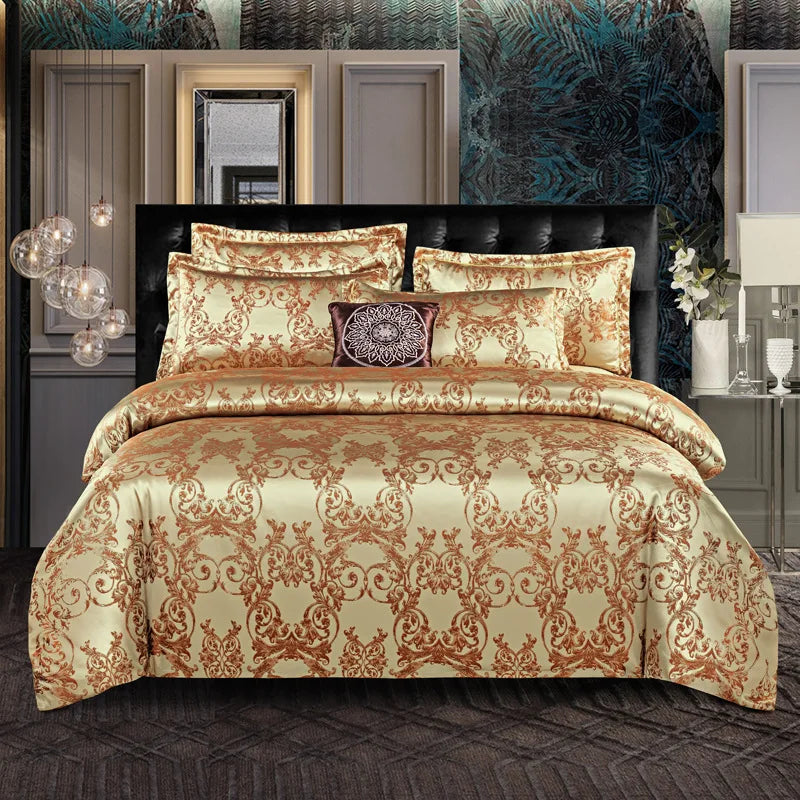 Afralia™ Jacquard Satin Summer Bedding Set - Elegant & Skin Friendly Duvet Cover - Single/Double Size