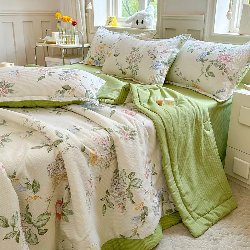 Afralia™ Floral Printed Quilted Bubble Cotton Duvet for Summer - Ultra-Soft Skin-Friendly Bedding