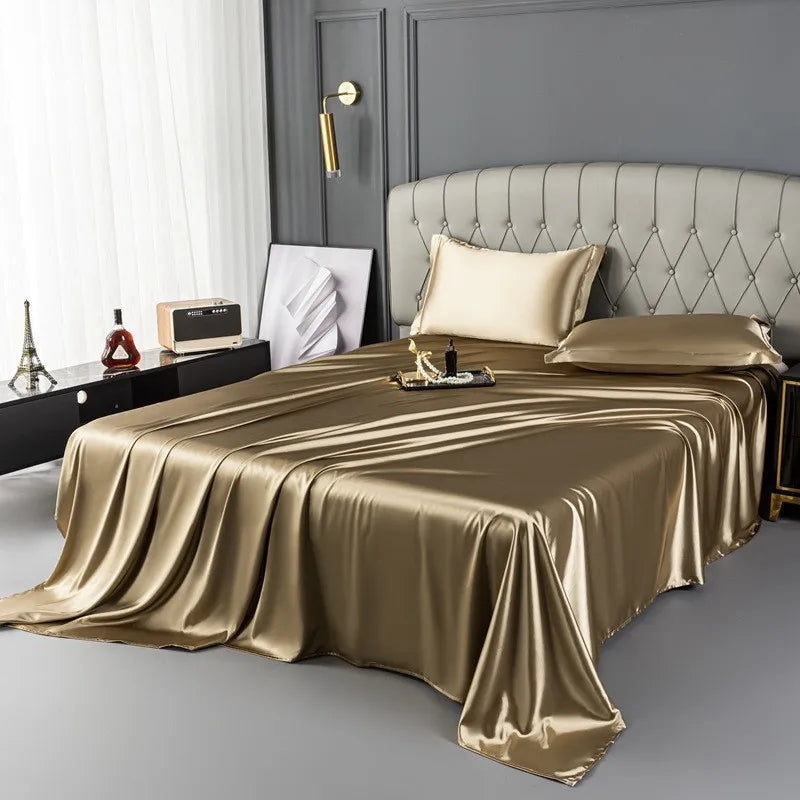 Afralia™ Mulberry Silk King Size Sheet Set - Luxury Soft Bed Cover in Solid Color