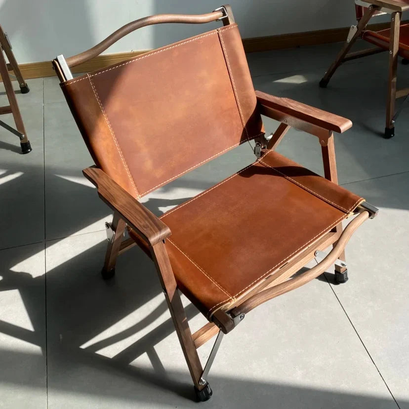 Afralia™ Portable Folding Backrest Chair with Faux Wood Armrests