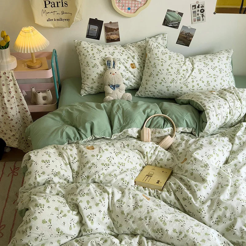 Afralia™ Korean Floral Print Single Duvet Cover: Sweet Comfort, All Seasons, Skin-Friendly