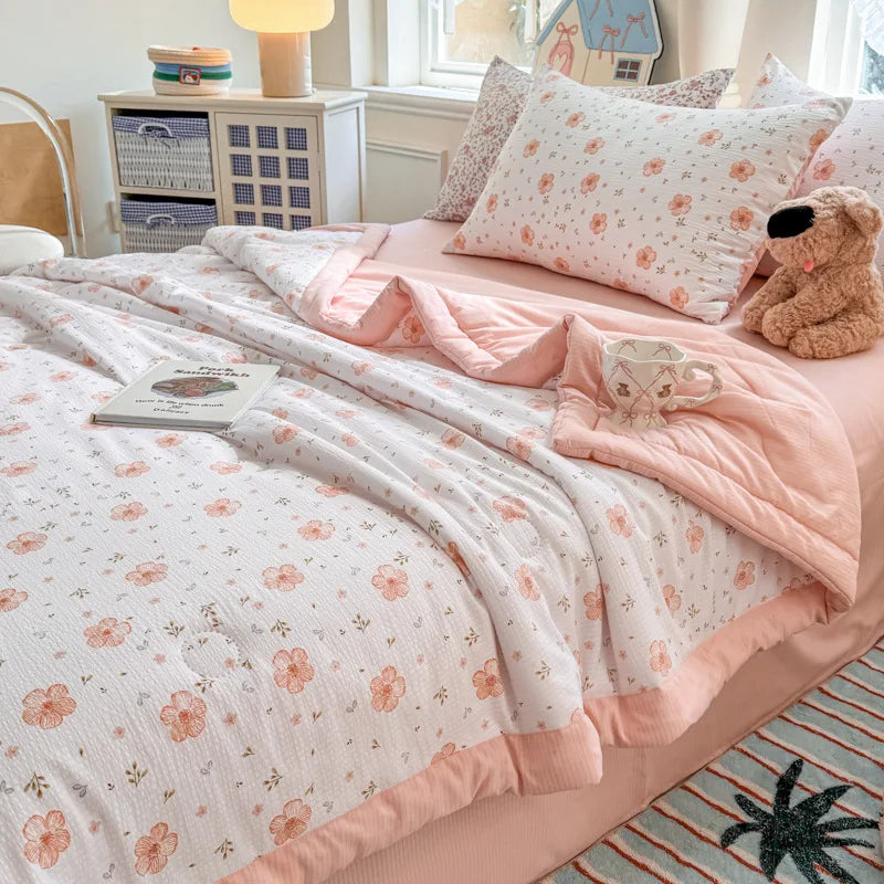 Afralia™ Floral Printed Quilted Bubble Cotton Duvet for Summer - Ultra-Soft Skin-Friendly Bedding