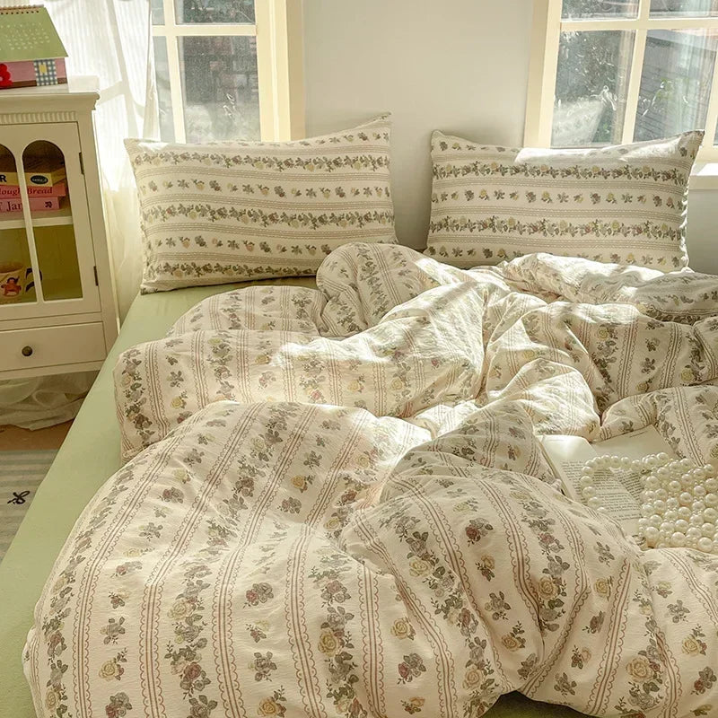 Afralia™ Jacquard Double-Layer Yarn Fitted Sheet Set - Cloud Touch Soft Skin-Friendly Bedroom Decor