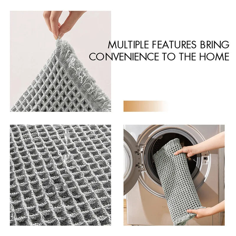 Afralia™ Soft Microfiber Waffle Bath Mat with Tassels, Anti-Slip, Absorbent Rug