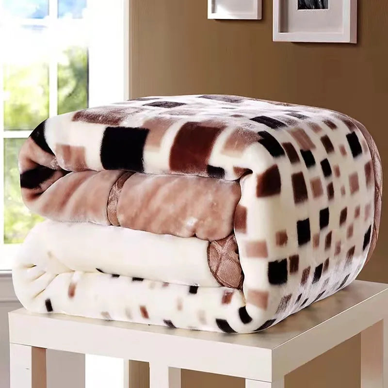 Afralia™ Double Layered Raschel Blanket Vintage Flannel 150X200Cm Size Bed Cover
