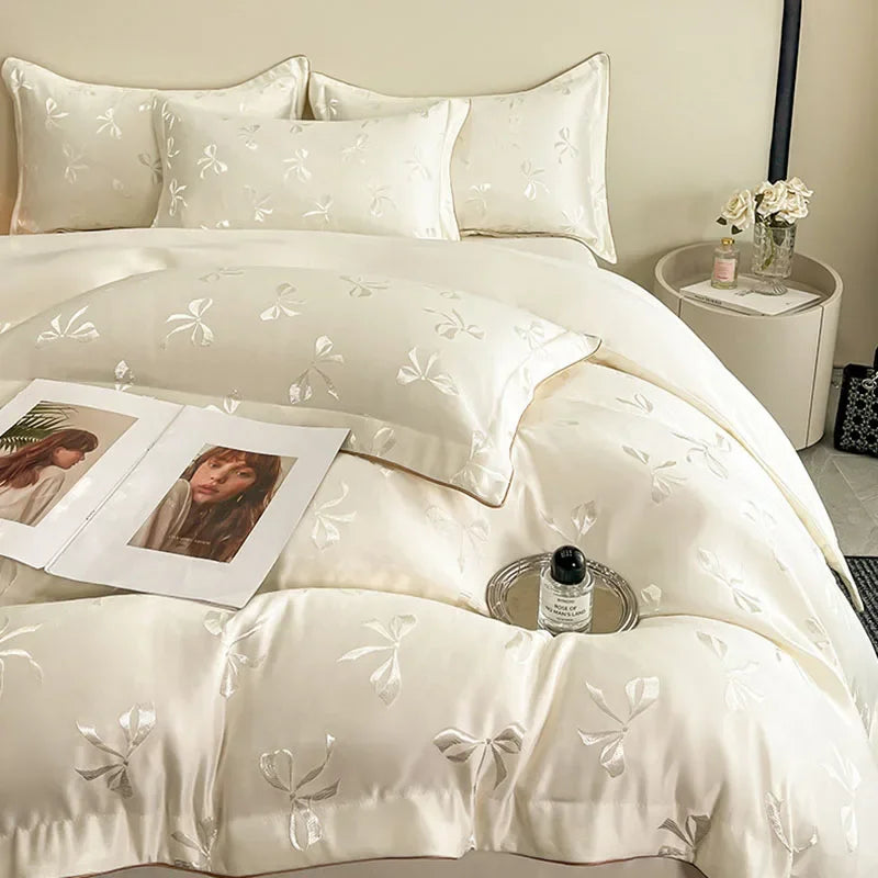 Afralia™ Silky Jacquard Satin Bedding Set for King, Twin, Queen - High-End Soft Bedclothes