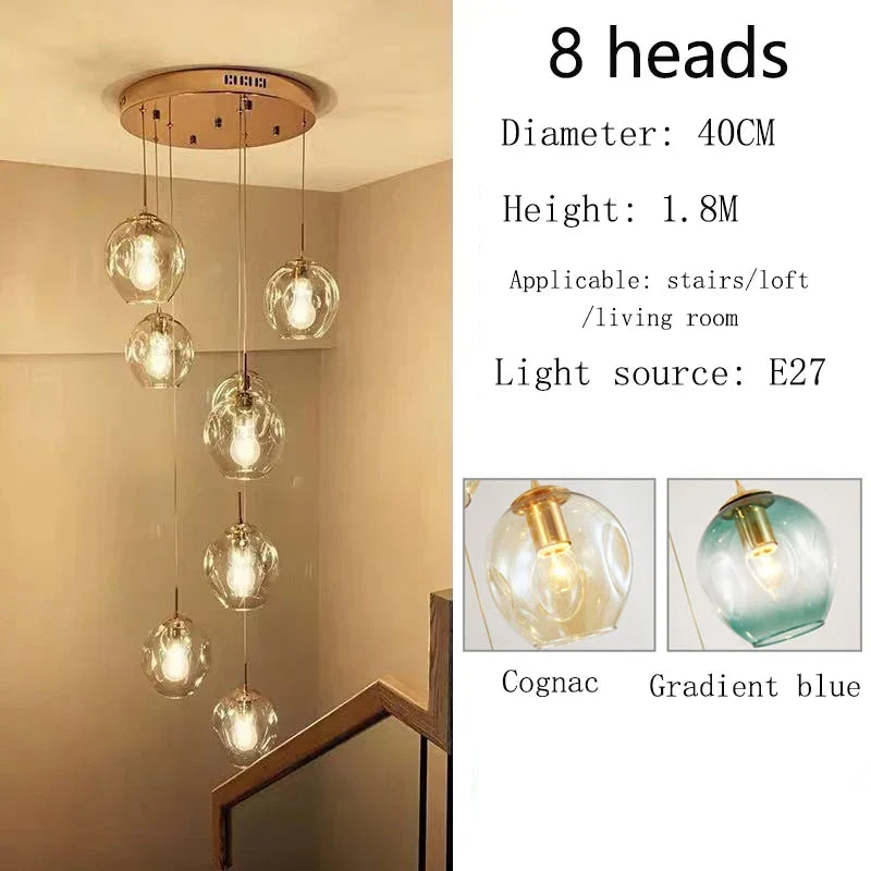 Afralia™ Glass Ball Spiral Chandelier for Modern Luxury Living Room