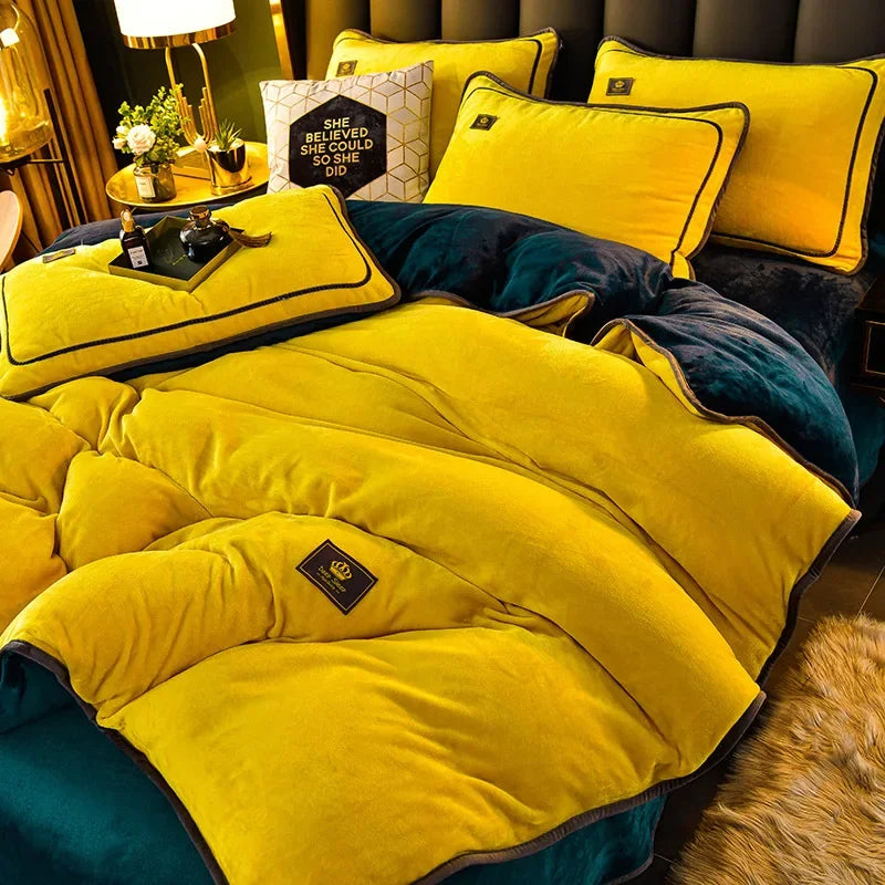 Afralia™ Plush Winter Bedding Set: Ultra-Thick Milk Fleece Duvet, Sheets, Comforter Cover & Pillowcases