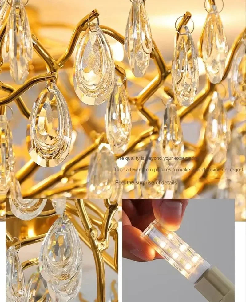 Afralia™ Modern LED Crystal Ceiling Chandelier for Living Room Restaurant Bedroom