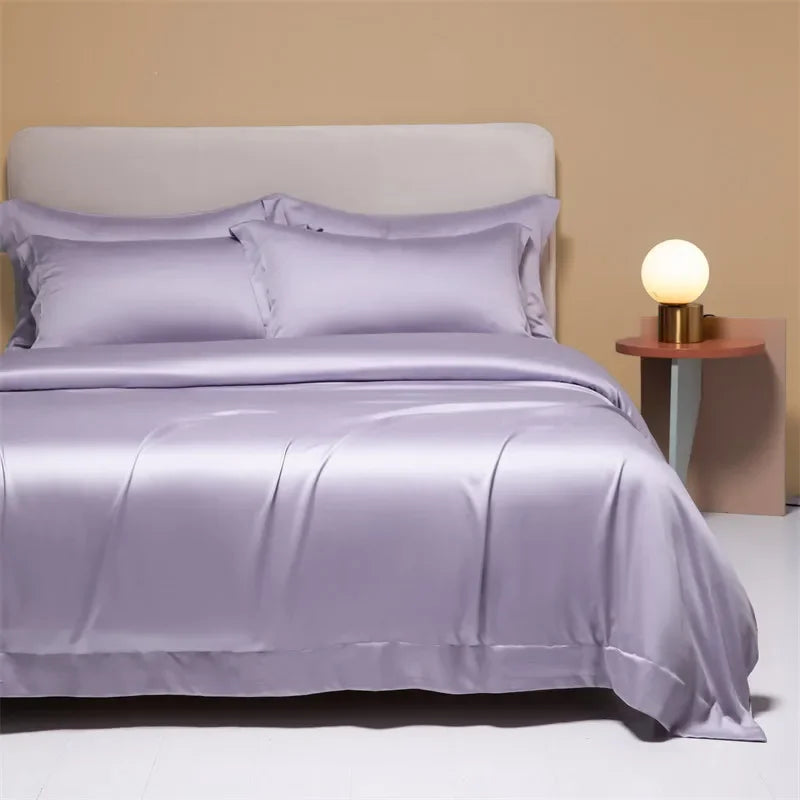 Afralia™ 120S Natural Fabric Bedding Set Summer Cooling Fitted Sheet Skin Friendly Bedclothes