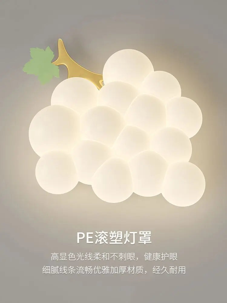 Afralia™ Nordic LED Chandelier for Children's Room, Walnut Wood Color Grape Design