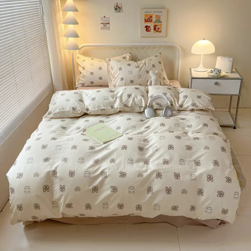 Afralia™ Children Cartoon Print Bedding Set, Double-Layer Yarn Quilt Cover, Cozy Bedroom Decor