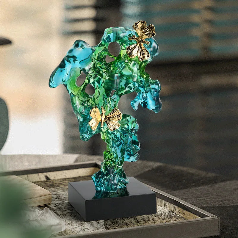 Afralia™ Transparent Resin Abstract Art Decoration Light Sculptures for Living Room and Porch