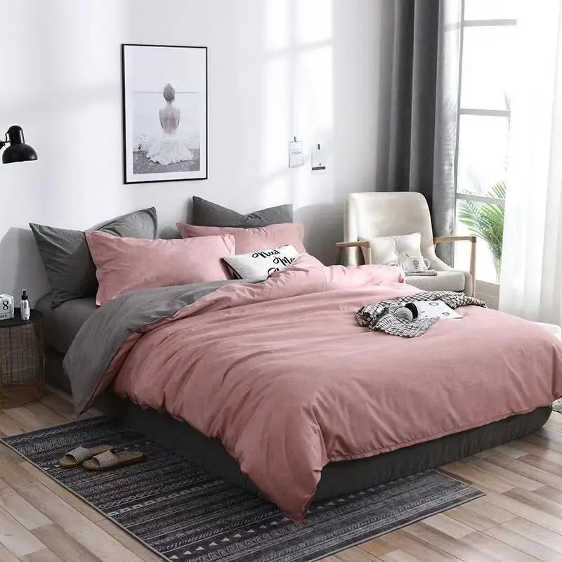 Afralia™ Solid Color Quilt Cover Set, Polyester Single Double Bedding with Pillowcases